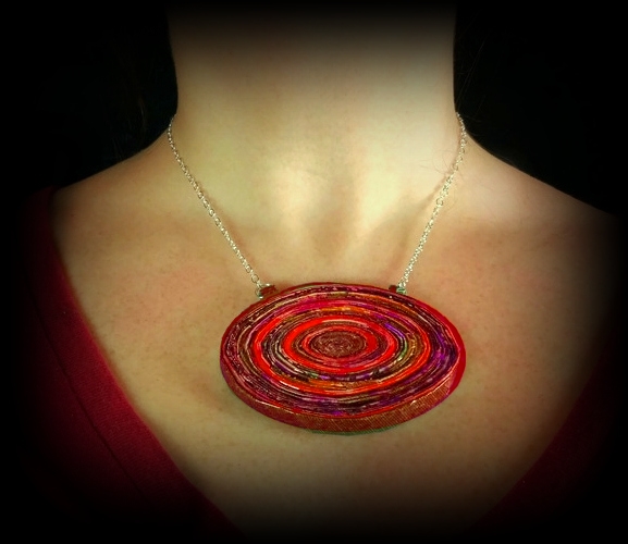 Upcycled Chunky Red Paper Necklace